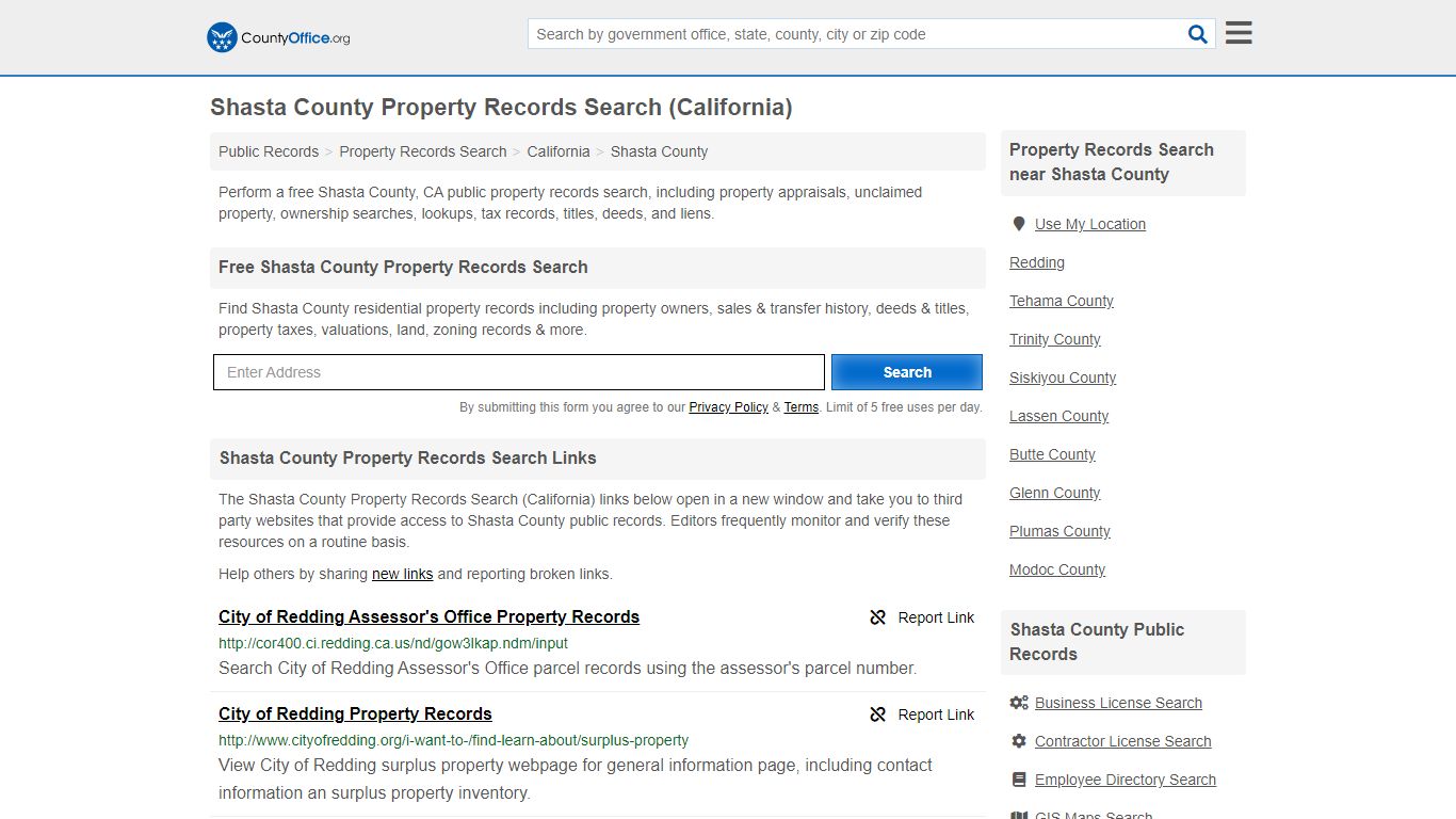 Property Records Search - Shasta County, CA (Assessments ...